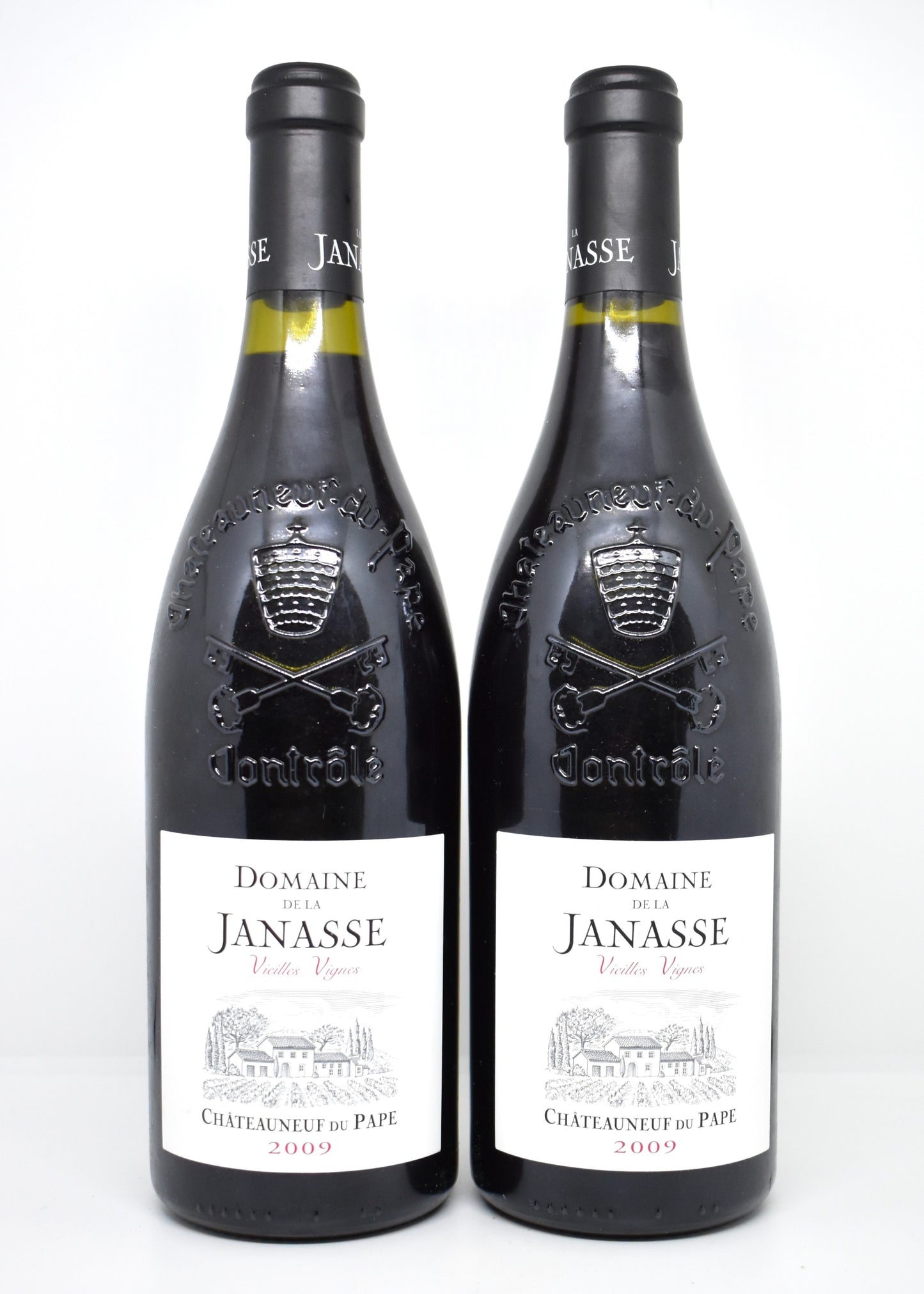 Vue rapprochée étiquette d origine intacte Domaine de la Janasse Vieilles Vignes 2009 authenticité