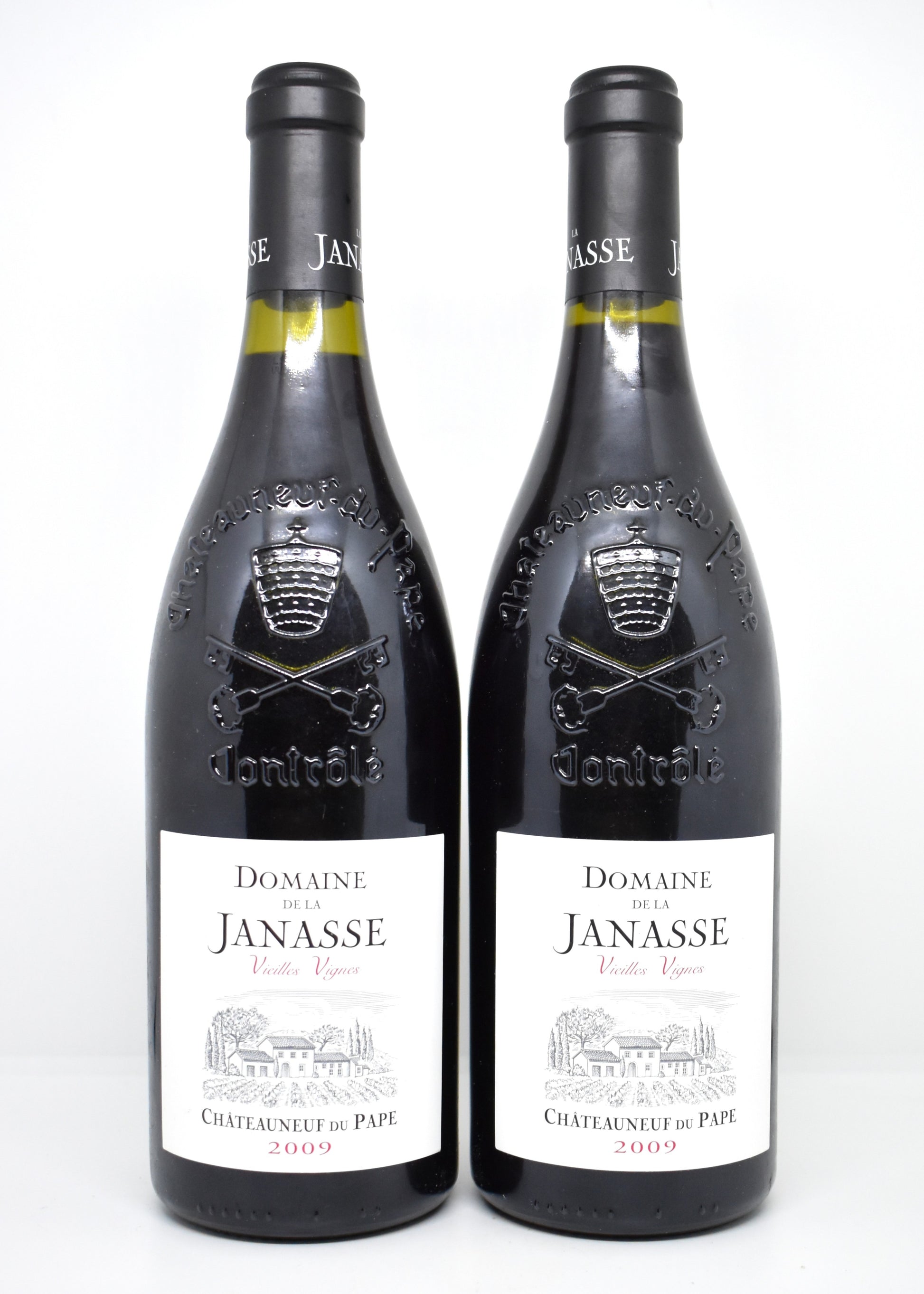 Vue rapprochée étiquette d origine intacte Domaine de la Janasse Vieilles Vignes 2009 authenticité