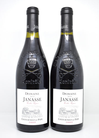 Vue rapprochée étiquette d origine intacte Domaine de la Janasse Vieilles Vignes 2009 authenticité