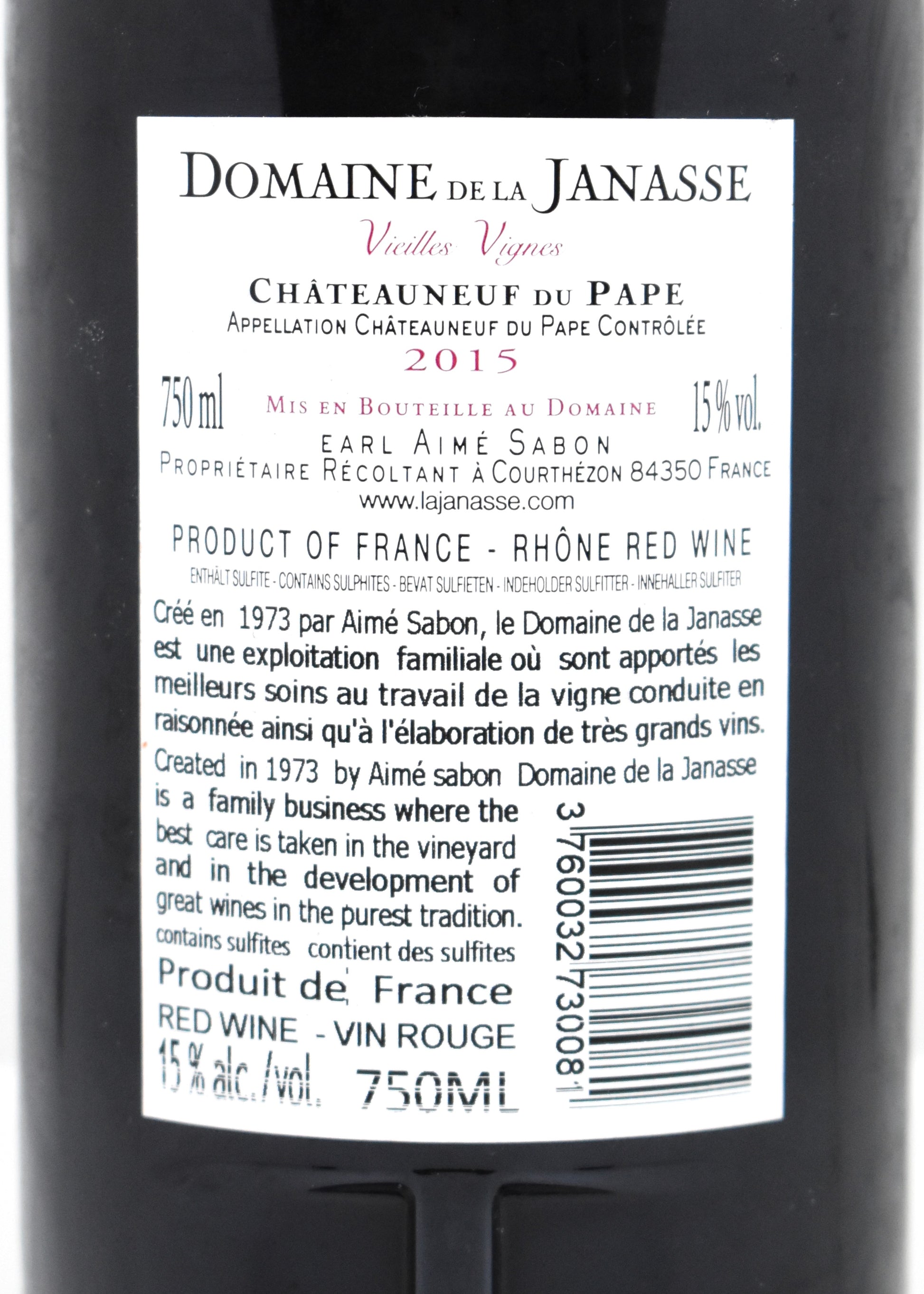 Dégustation vin de légende noté 98 points Parker Janasse Vieilles Vignes 2015 Châteauneuf du Pape