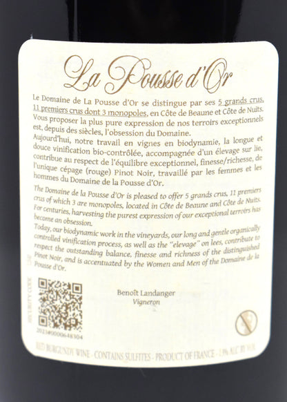 Vin de garde La Pousse d'Or 2017 Santenay 1er Cru Clos de Tavannes millésime rare