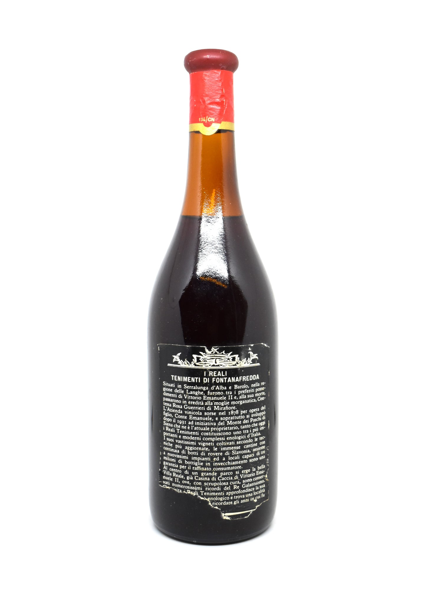 Old Barbaresco vintage with perfect fill level for collectors.