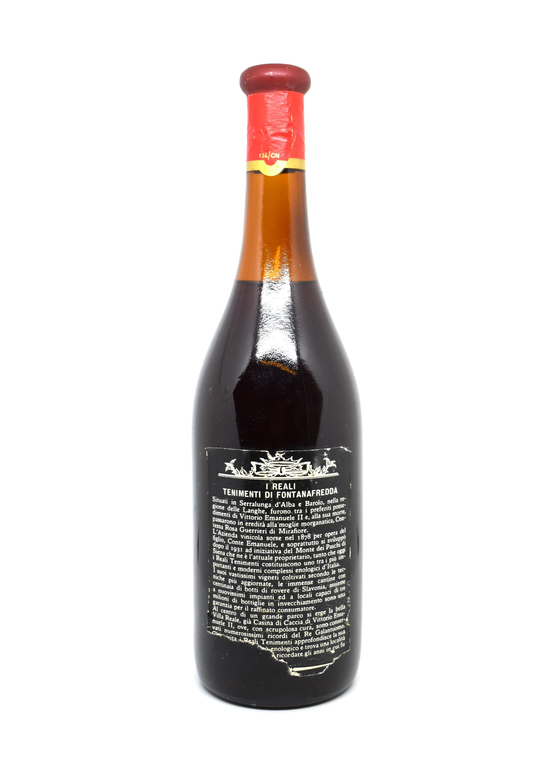 Old Barbaresco vintage with perfect fill level for collectors.