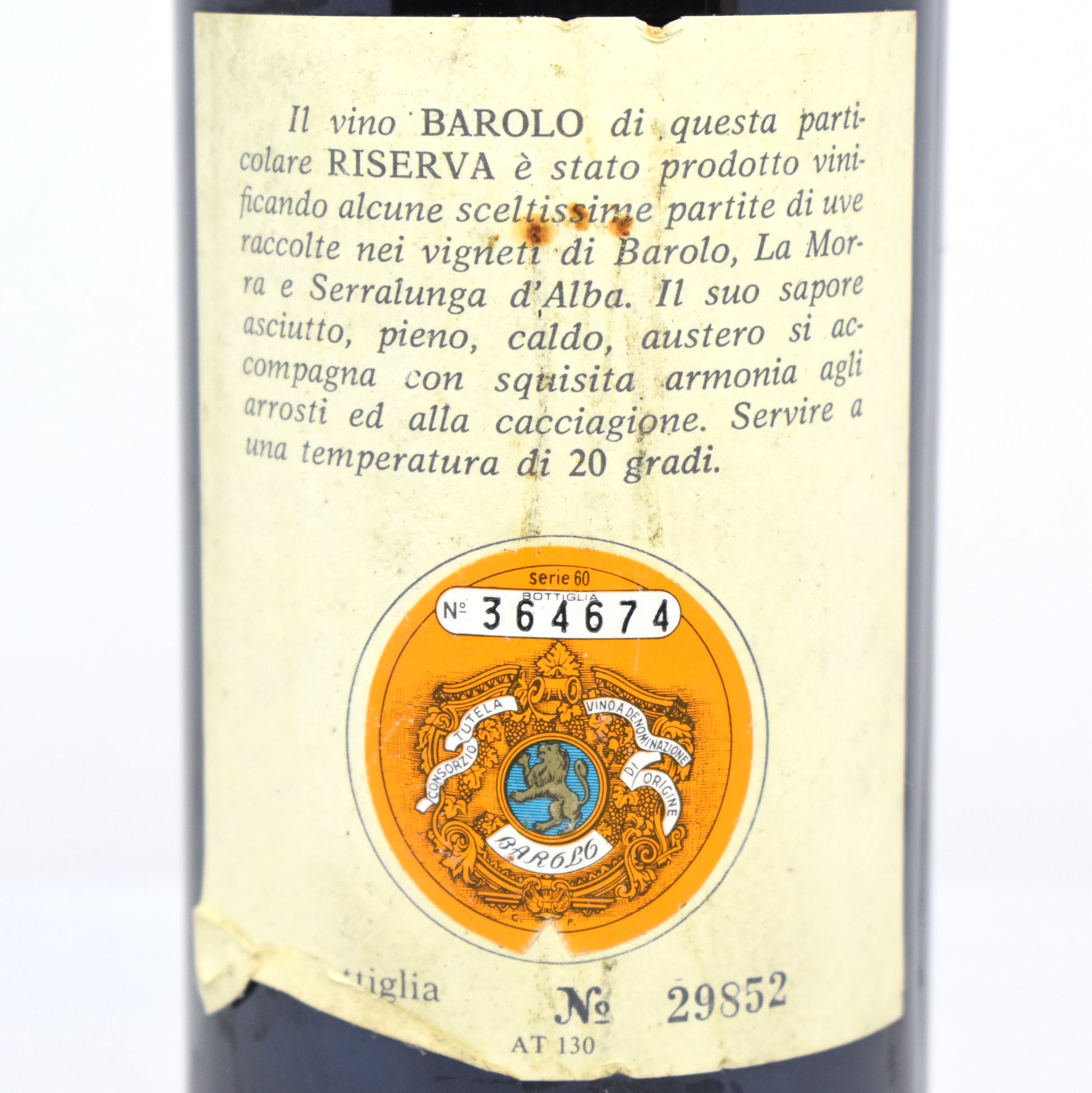 Acheter Nebbiolo Piémont 1974 Barolo 50 ans apogée