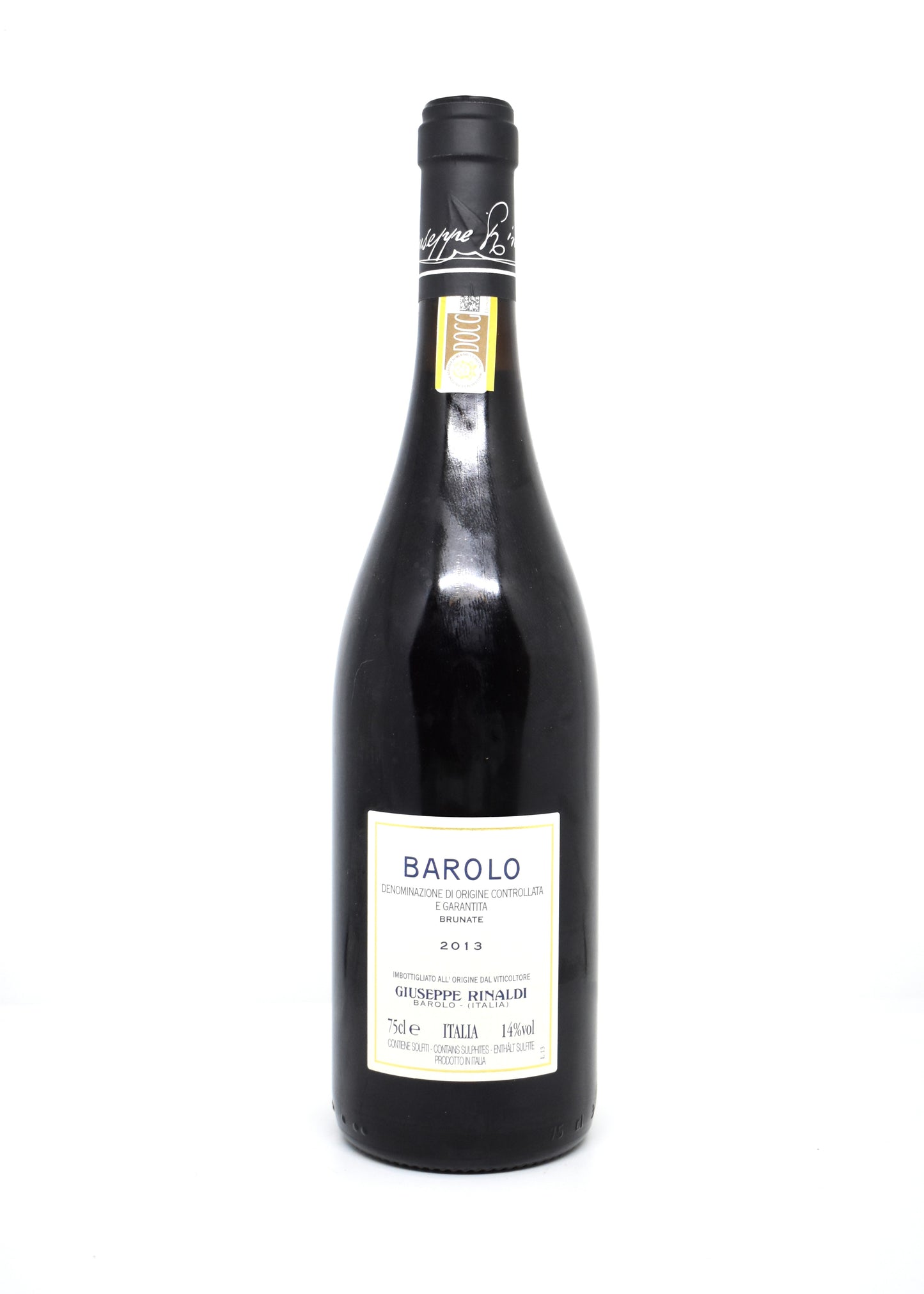 Bouteille de collection vin rare du Piémont Rinaldi Barolo Brunate 2013 cave amateur suisse