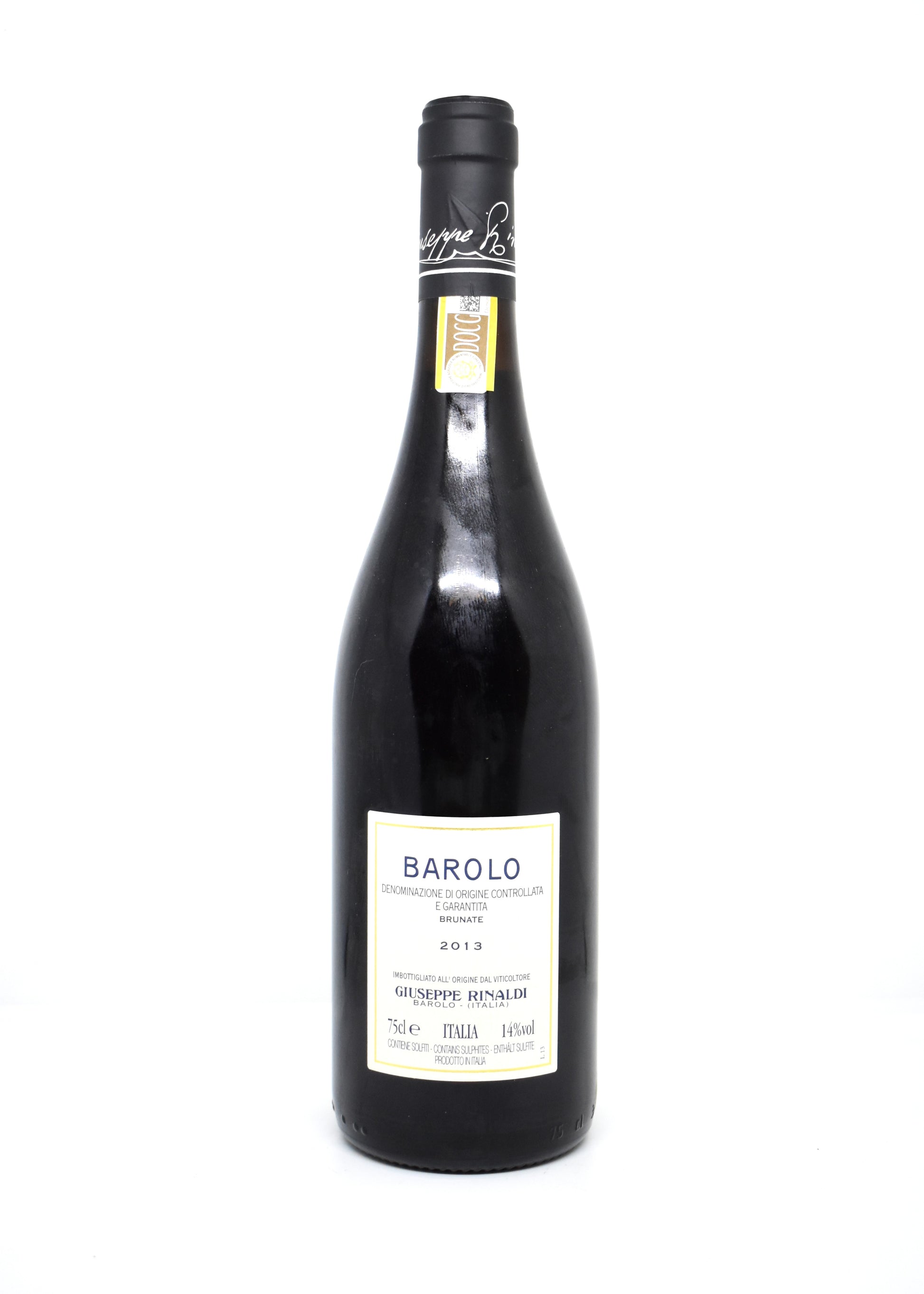 Bouteille de collection vin rare du Piémont Rinaldi Barolo Brunate 2013 cave amateur suisse