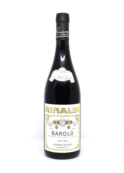 Vue rapprochée étiquette d origine Giuseppe Rinaldi Barolo Tre Tine 2013 garantie d authenticité