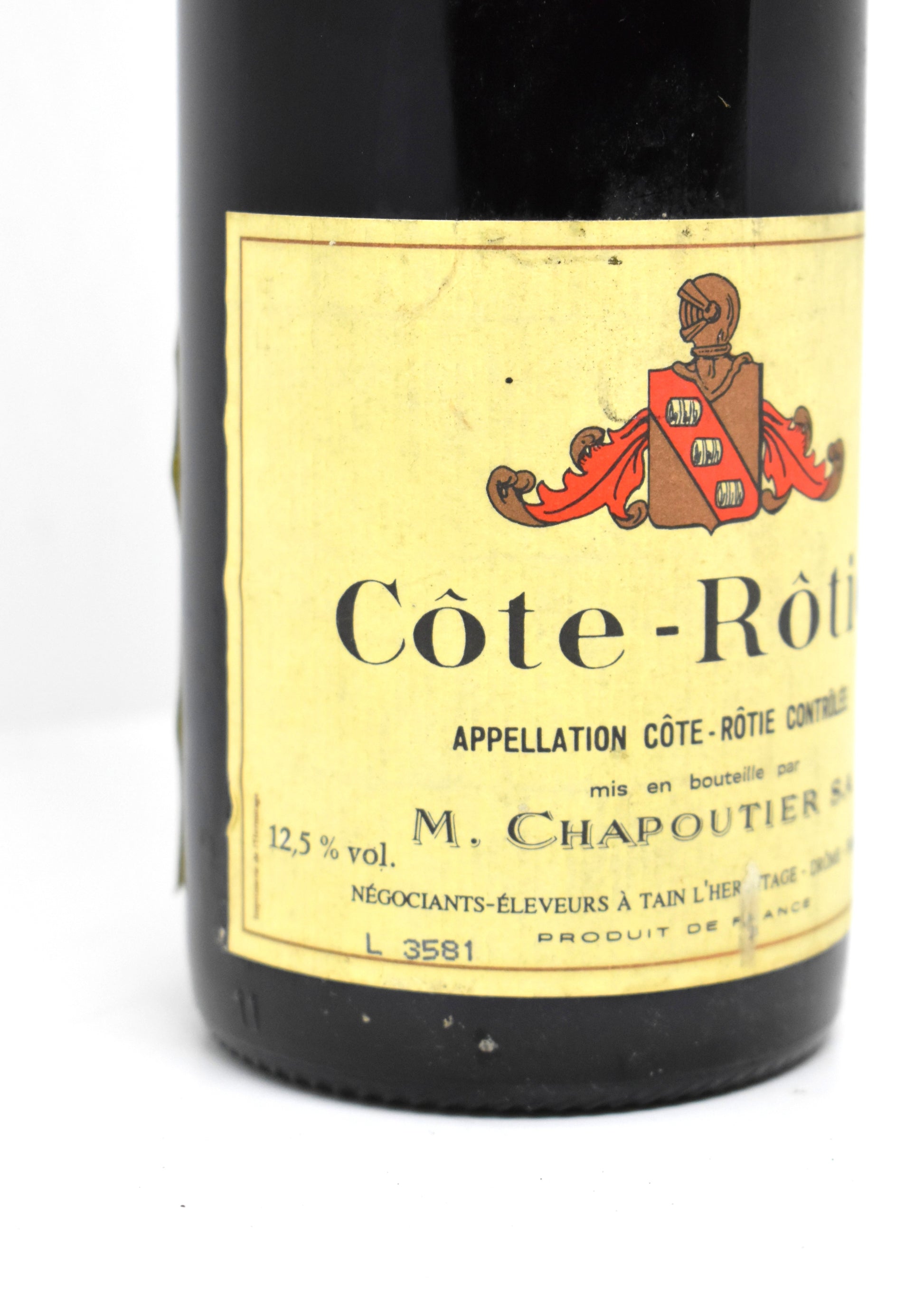 Côte-Rôtie Chapoutier 1990 - Vue rapprochée du goulot et de la capsule d'origine