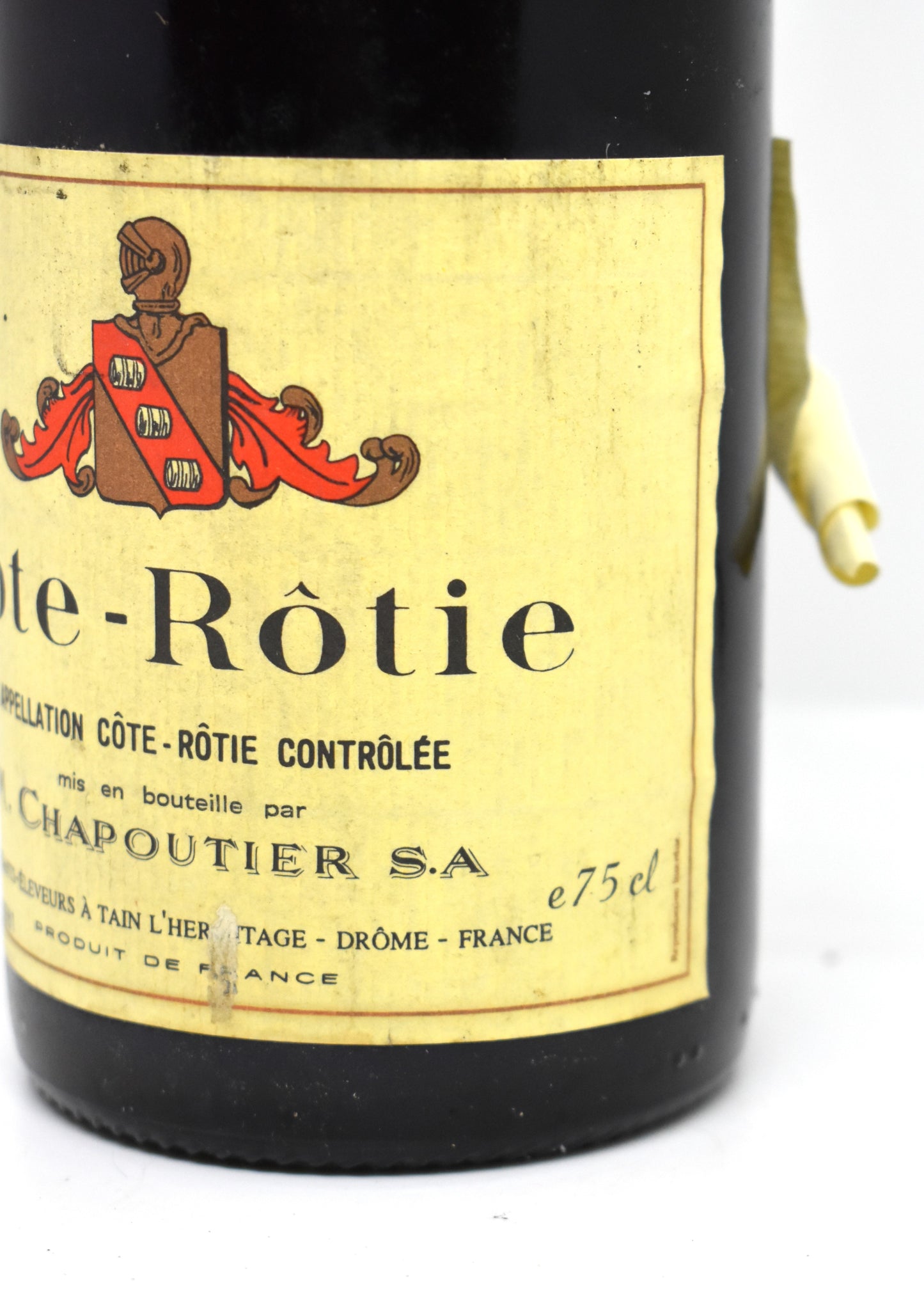 Côte-Rôtie Chapoutier 1990 - Preuve d'authenticité de l'étiquette et du niveau