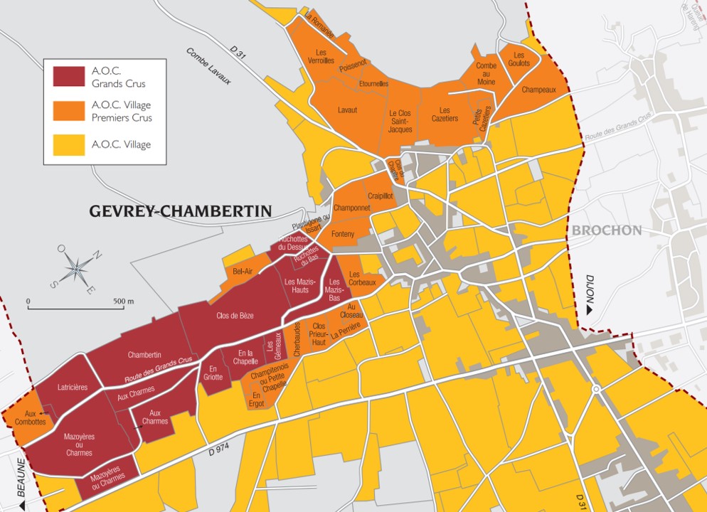 Carte vignoble Gevrey-Chambertin