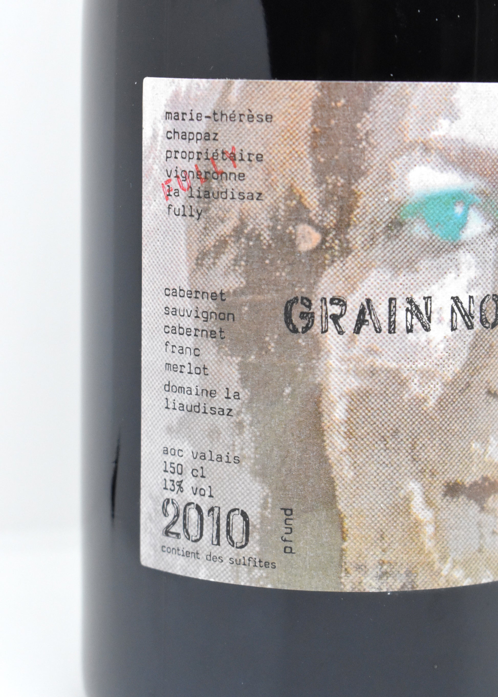 Vin rouge Valais 2010 Grain Noir Chappaz achat vin de collection Suisse