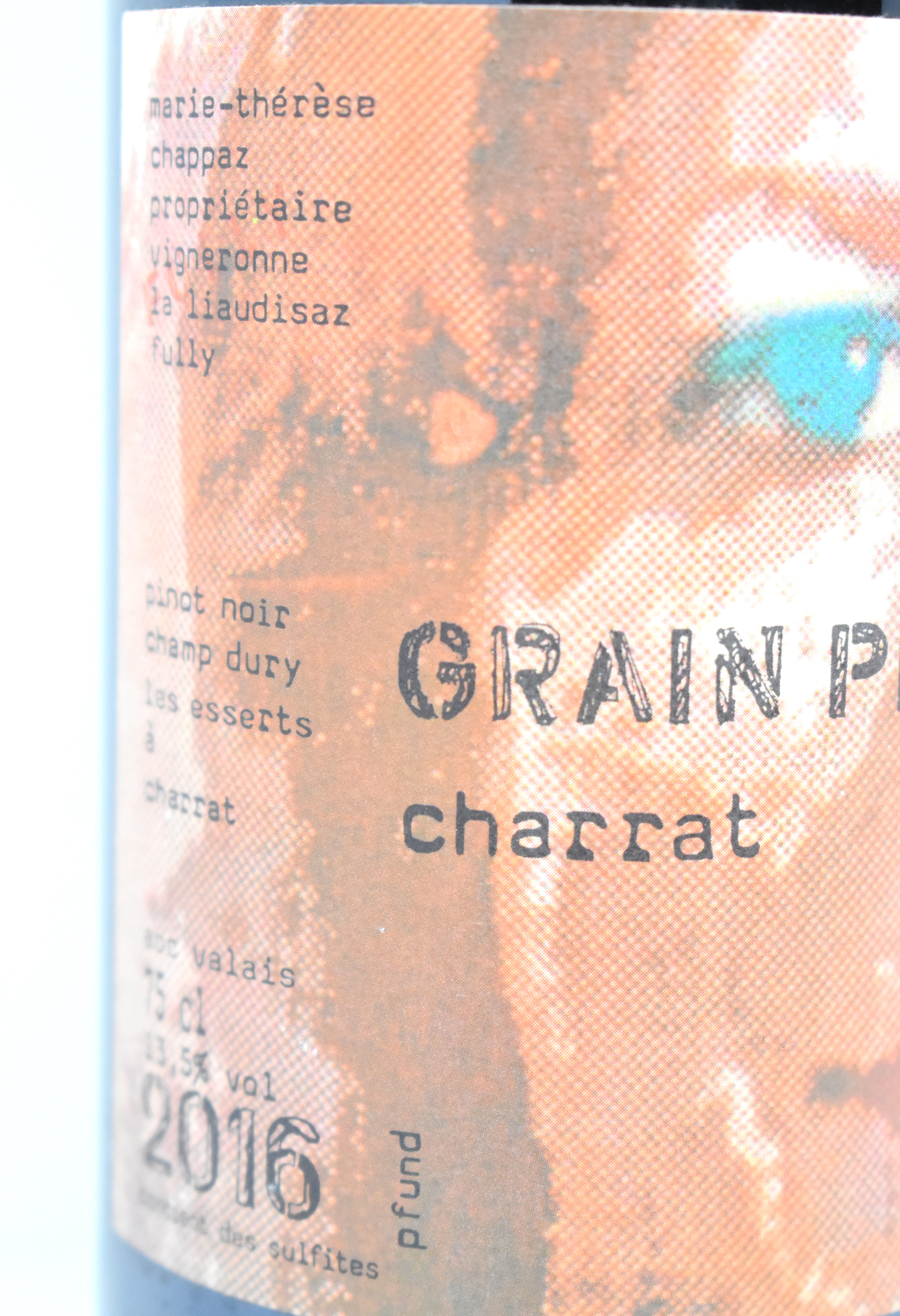 Marie-Thérèse Chappaz Grain Pinot Charrat 2016 - Vin Rouge Suisse