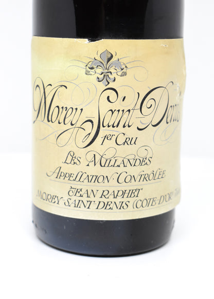 Étiquette Morey-Saint-Denis 1988 Jean Raphet vieillie déchirée lisible