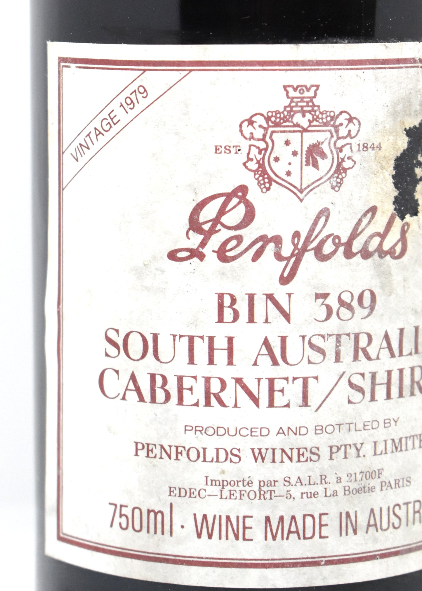 Authentic Penfolds Bin 389 1979 Cabernet Sauvignon Shiraz - For fine wine collectors