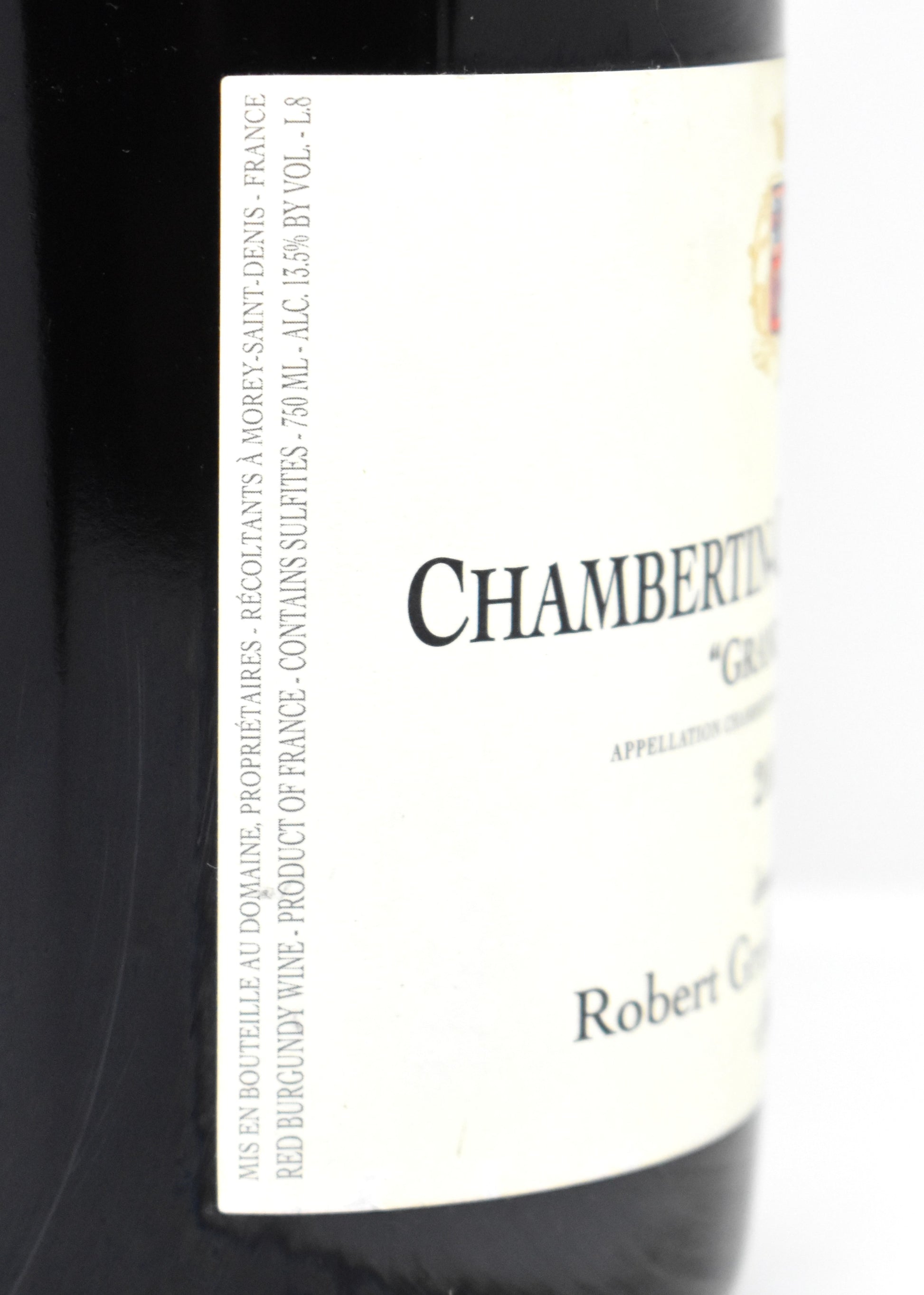 Chambertin Clos de Bèze Groffier 2011 - Vue rapprochée du goulot et de la capsule d'origine