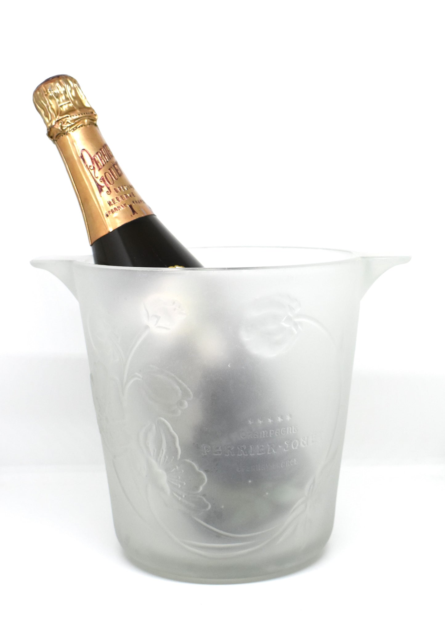 Seau à champagne Perrier-Jouët Belle Époque modèle verre transparent fumé